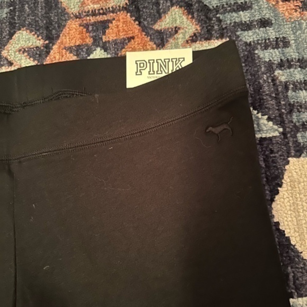 NWT Cotton Pink Victoria’s Secret Black Full Length Leggings - Picture 4 of 7